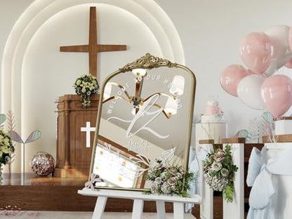 Vintage Gold Mirror, 24"x36" Antique Gold Bathroom Arched Mirrors