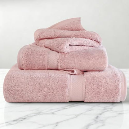 SUPERIOR Egyptian Cotton Ultra Plush & Absorbent, 3 Piece Set, Tea Rose