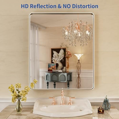 WEER Brushed Nickel Bathroom Vanity Mirror 36X30 Inch