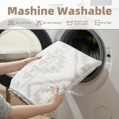 PADOOR-Waffle Bathroom Runner 24"x48", Super Absorbent Bath Mats for Bathroom, Machine Washable Non Slip Bath Rug with Tassels, Soft Bath Mat for Laundry Room, Bedroom, Grey & Cream, 2'x 4'