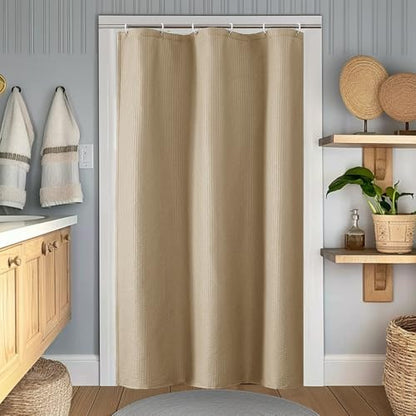 OWENIE Taupe Stall Shower Curtain for Bathroom, 3D Embossed Textured Fabric Small Shower Curtain for Narrow Stall Size, Machine Washable Water Resistance, Hotel Style, 36" W x 72" L