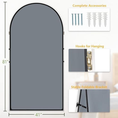 Dewfig Arched Full Length Mirror, 81"x41" Large Floor Mirror, White