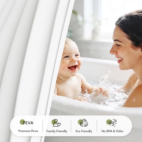 Bathway Shower Curtain Liner White Shower Curtain Liner Plastic 72x72 PEVA Waterproof Shower Curtain Liner with 3 Magnets and 12 Rustproof Metal Grommets, Lightweight Shower Liner for Bathroom