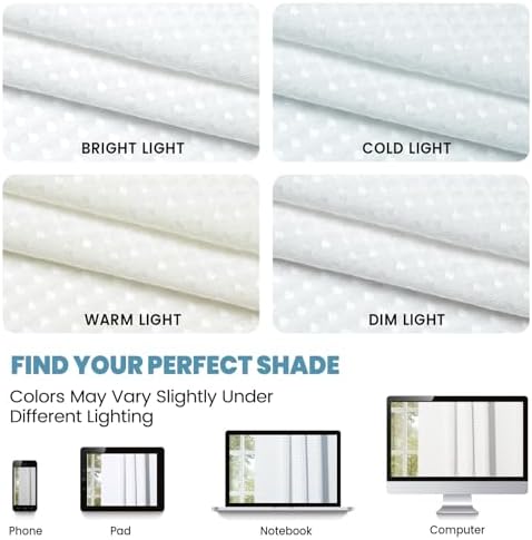 SORTTO No Hook Waffle Shower Curtain with Snap in Liner Set, 71x92, White