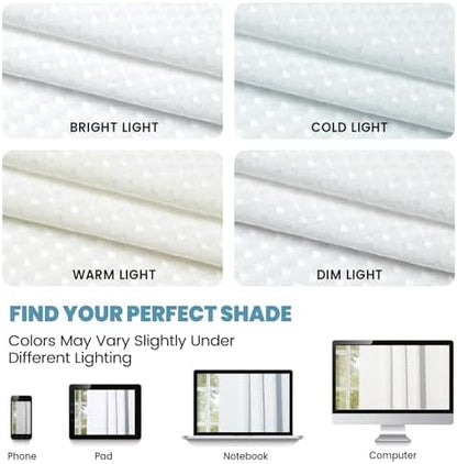 SORTTO No Hook Waffle Shower Curtain with Snap in Liner Set, 71x92, White