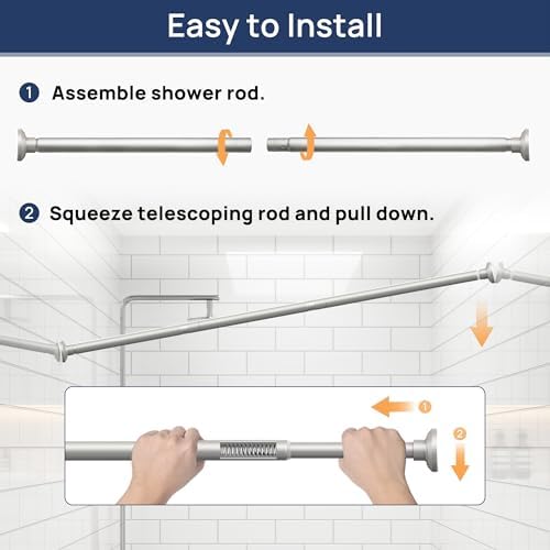 ENJOYBASICS 1" Nickel Shower Curtain Rod, 30-88" Adjustable, Secure Tension