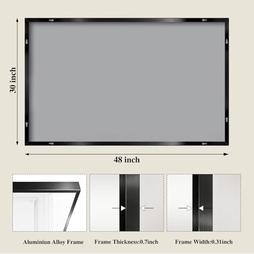 Koonmi Black Mirrors for Wall, 30x48 Inch Bathroom Mirror, Rectangular Wall Mirror for Living Room Bedroom Bathroom, Hangs Horizontally or Vertically