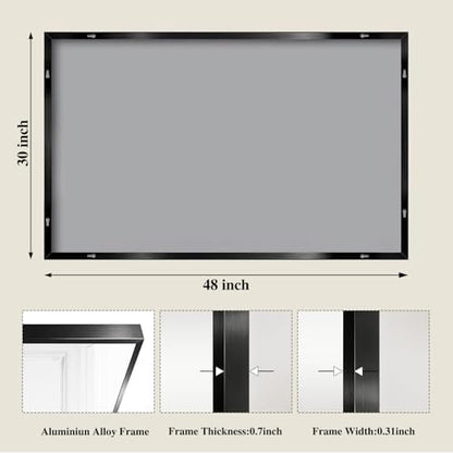 Koonmi Black Mirrors for Wall, 30x48 Inch Bathroom Mirror, Rectangular Wall Mirror for Living Room Bedroom Bathroom, Hangs Horizontally or Vertically