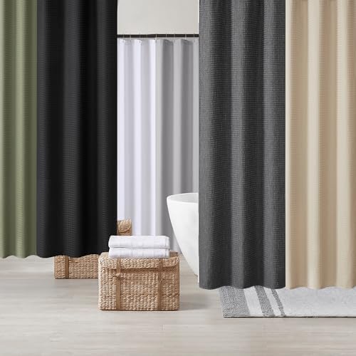 Madison Park Arbor Waffle Shower Curtain for Bathroom, 72 x 72, Sage Green
