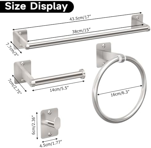 KLJKPA Brushed Nickel Bathroom Accessories Set, 4 PCS Bathroom Hardware Set