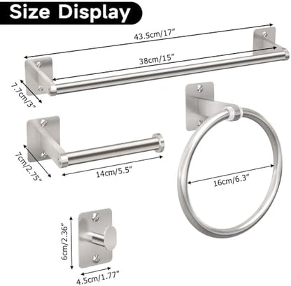 KLJKPA Brushed Nickel Bathroom Accessories Set, 4 PCS Bathroom Hardware Set
