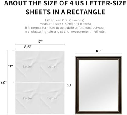 Retro Copper Effect Framed Wall Mirror, 16x20 Rectangle Mirror