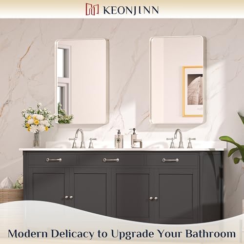 Keonjinn 20 x 30 Inch Brushed Nickel Bathroom Mirrors for Over Sink