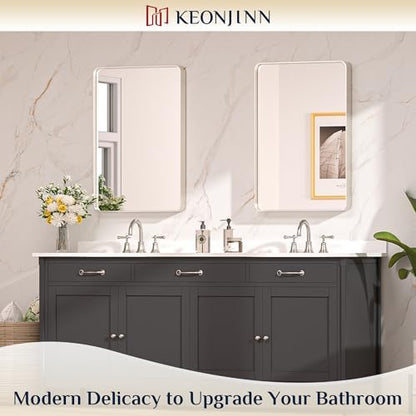 Keonjinn 20 x 30 Inch Brushed Nickel Bathroom Mirrors for Over Sink