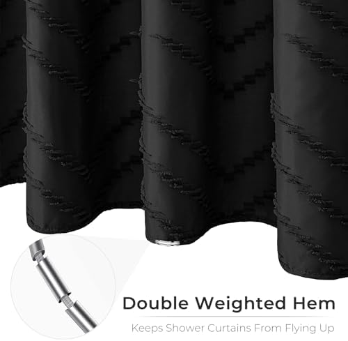 Black Boho Fabric Shower Curtain 72 x 90 Inches