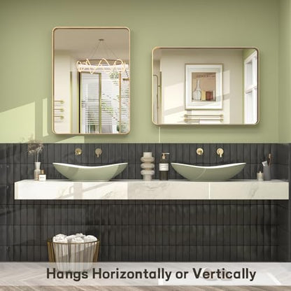 22x30 Inch Gold Framed Bathroom Mirror for Wall