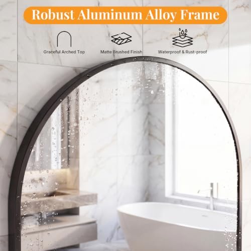 Sweetcrispy 30"x40" Arched Bathroom Mirror, Bathroom Mirrors for Over Sink