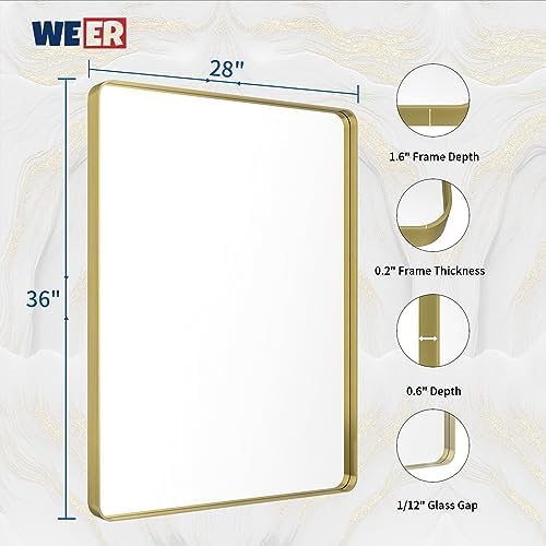 WEER Gold Bathroom Vanity Mirror 28X36 Inch