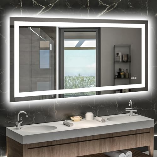 Hivone 55"X30" LED Bathroom Mirror with Lights, UL Listed