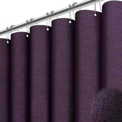 BTTN Long Linen Textured Waterproof Shower Curtain Set, 72x84, Purple