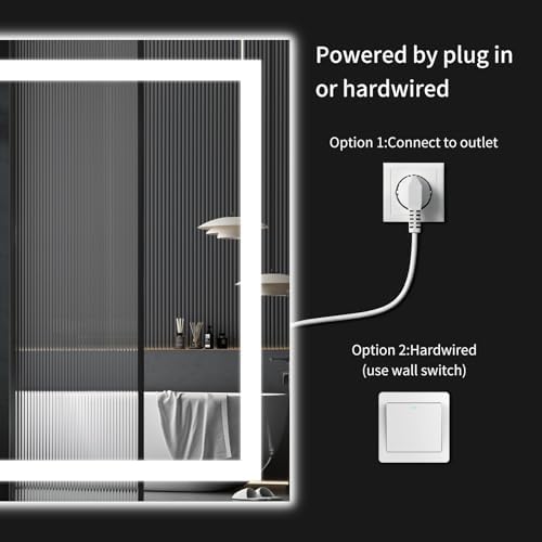 22"x30" Lighted LED Bathroom Mirror with Lights,Dimmable，Anti-Fog,Led Bathroom Vanity Mirror for Wall,Backlit + Front Lit,3 Colors,Memory Function,Shatter-Proof,Tempered Glass,Lighted Mirror