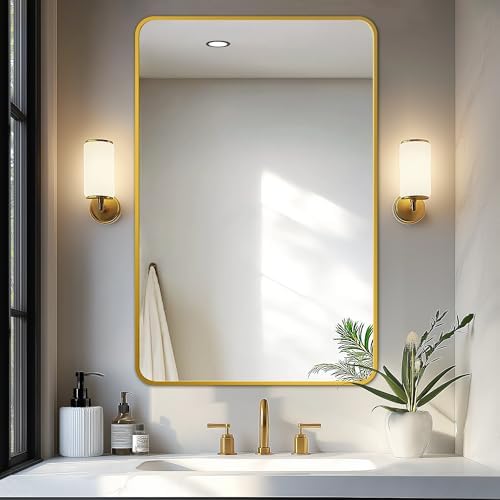 Delma Bathroom Vanity Mirror, Gold Framed Mirror for Over Sink, 36x24