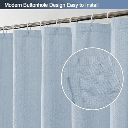 OWENIE Glacier Blue Shower Curtain for Bathroom 72x72 Inch, 3D Embossed Textured Waffle Fabric Shower Curtains, Soft Hotel Farmhouse Style, Water Repellent, Machine Washable, 72" W x 72" L