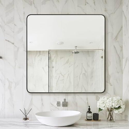 Delma Bathroom Vanity Mirror, Black Framed Mirror for Over Sink, 30x30