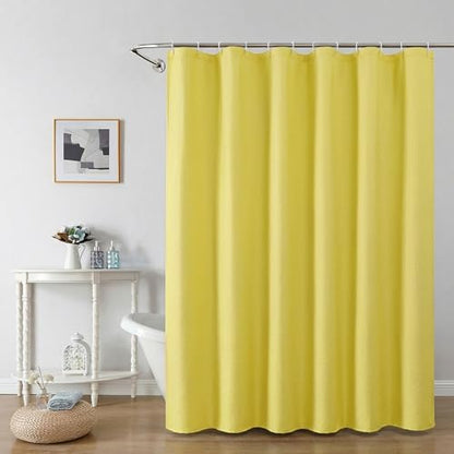 OWENIE Lemon Shower Curtain for Bathroom 72x72 Inch, 3D Embossed Textured Waffle Fabric Shower Curtains, Soft Hotel Farmhouse Style, Water Repellent, Machine Washable, Lemon, 72" W x 72" L