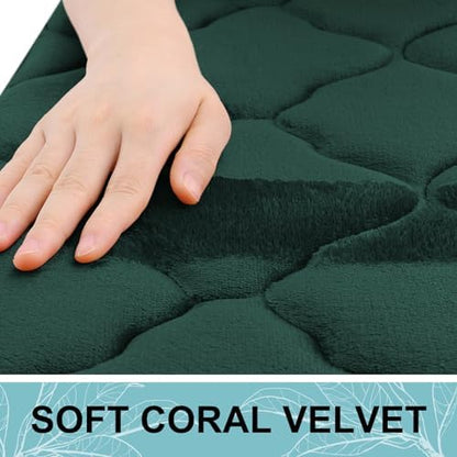 OLANLY Memory Foam Bath Mat Rug 36x24, Ultra Soft Bathroom Rugs, Dark Green
