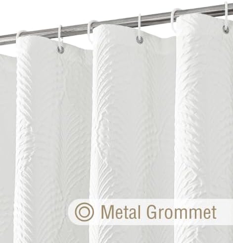 Gibelle 72x84 Extra Long Shower Curtain, White 3D Embossed Half Bath Curtain