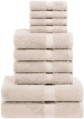 SUPERIOR Egyptian Cotton Ultra Plush & Absorbent, 10 Piece Set, Stone