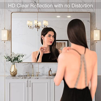 LOAAO 48"X30" Gold Bathroom Mirror