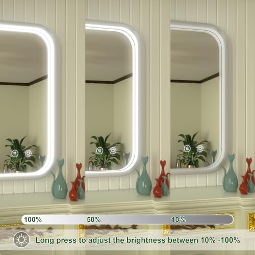 30"x30" Silver LED Bathroom Mirror with Lights,3000K/4500K/6000K