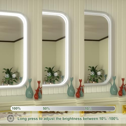 30"x30" Silver LED Bathroom Mirror with Lights,3000K/4500K/6000K