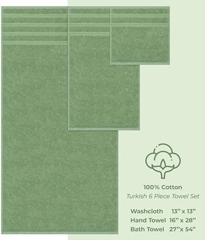 American Soft Linen 100% Cotton Luxury Turkish Towels, 6 Piece Towel Set