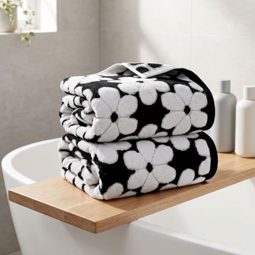 Black Bath Towels Set of 2, Super Soft & Quick Drying 27.5x55 Inches