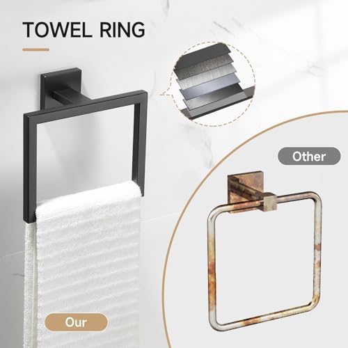 TQKAG 5-Piece Towel Bar Set, 23.6 Inch Bathroom Hardware Set, Matte Black