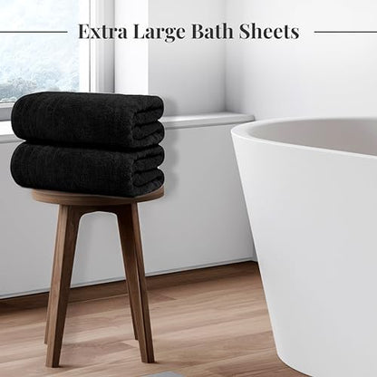 Tens Towels 2 Piece Extra Large Bath Sheets 35 x 70 Inches, Black