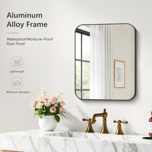 DESBING 16"x20" Bathroom Mirror for Over Sink, Black Framed Wall Mirror