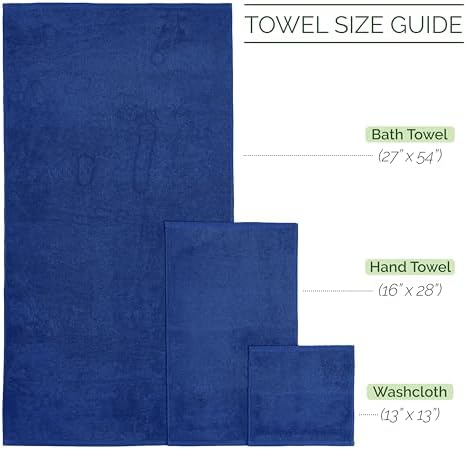 Elegant Comfort 100% Turkish Cotton Corduroy Ribbed Luxury Bath Towels 6-Piece Set, Premium Feel - Quick Dry, Highly Absorbent, Contains 2 Bath Towels, 2 Hand Towels, and 2 Washcloths, Royal Blue
