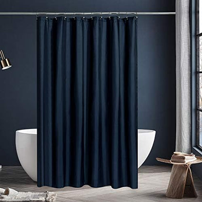 N&Y HOME Fabric Shower Curtain or Liner with Magnets, Navy Blue