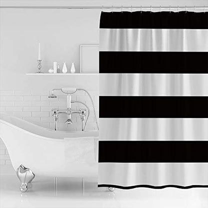 Shower Curtain Bathroom Set Minimalistic Black White Waterproof Shower Curtains with Grommets Hooks Chic Stripes Privacy Bath Curtain for Bathtub Decor 60x72in