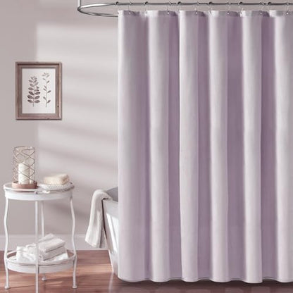BTTN Lavender Linen Textured Waterproof Fabric Shower Curtain Set, 72x72