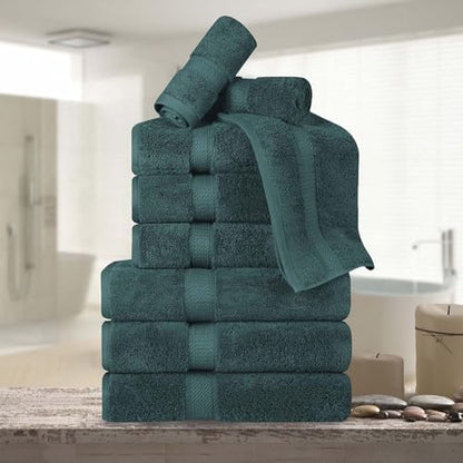 Superior Egyptian Cotton 800 GSM Plush & Absorbent, 9 Piece Set, Teal