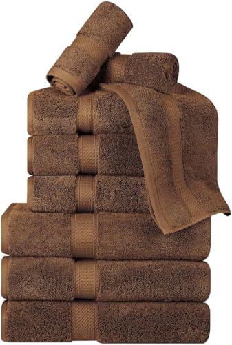 Superior Egyptian Cotton 800 GSM Plush & Absorbent, 9 Piece Set, Chocolate