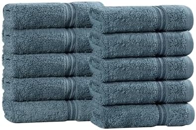 Superior Egyptian Cotton 10-Piece Face Towel Set , Small Towels For Facial, Spa, Quick Dry, Absorbent Towels, Bathroom Accessories, Guest Bath, Home Essentials, Washcloth, Airbnb, Sapphire