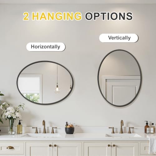 Black Oval Bathroom Mirror for Wall, 22"x28" Bathroom Vanity Mirror