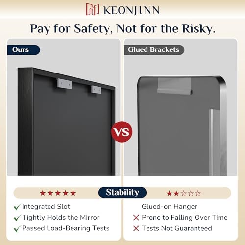 Keonjinn 22x30 Inch Black Bathroom Mirror for Over Sink,HD Tempered Glass