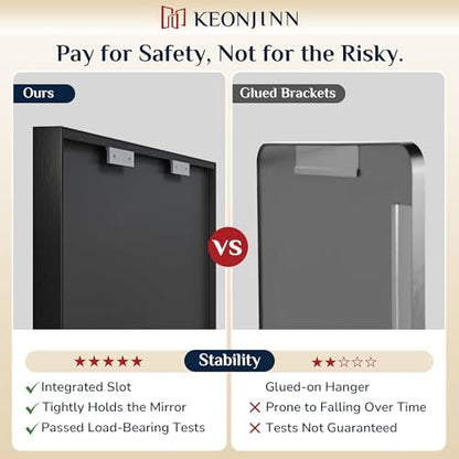Keonjinn 22x30 Inch Black Bathroom Mirror for Over Sink,HD Tempered Glass